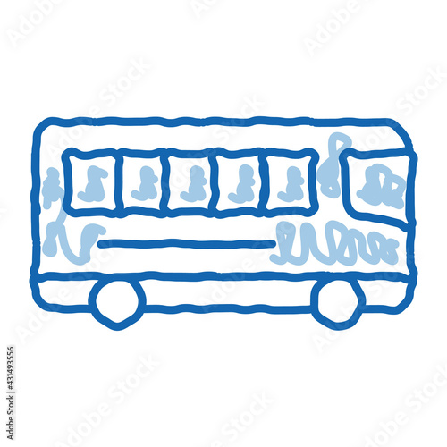 Public Transport Inter-city Bus doodle icon hand drawn illustration