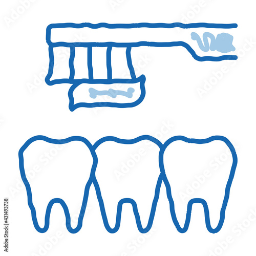 Dentist Teeth Cleaning doodle icon hand drawn illustration