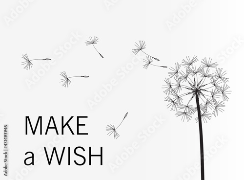 Dandelion vector. Wish. Simple minimalist style.