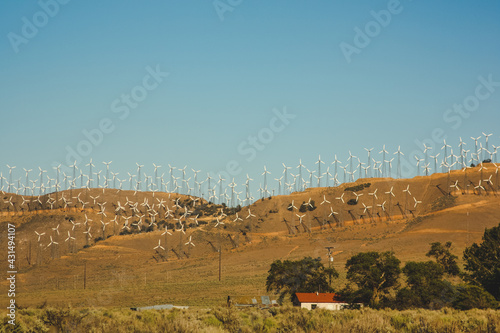 Power generation windmills on the mountains near Palm Springs California, United States of America aka USA