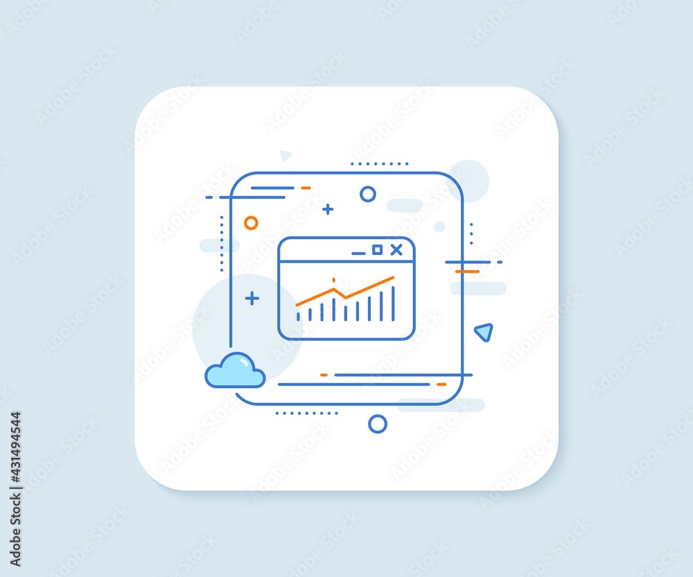 Website Traffic line icon. Abstract square vector button. Report chart or Sales growth sign. Analysis and Statistics data symbol. Website Statistics line icon. Quality concept badge. Vector Website Traffic line icon. Abstract square vector button. Report chart or Sales growth sign. Analysis and Statistics data symbol. Website Statistics line icon. Quality concept badge. Vector