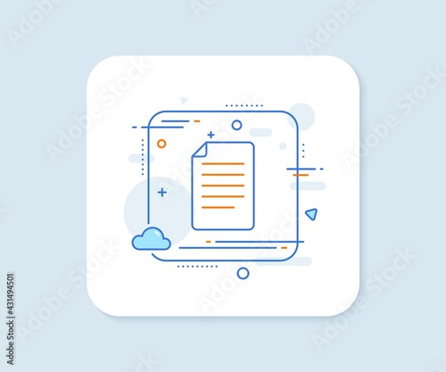 Document Management line icon. Abstract square vector button. Information File sign. Paper page concept symbol. File line icon. Quality concept badge. Vector