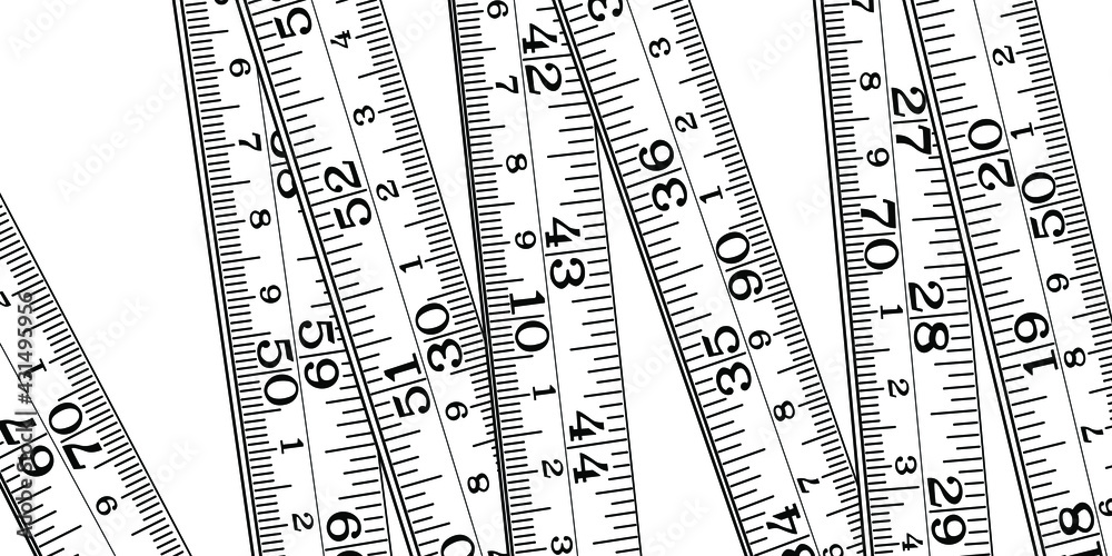 Abstract background with meter stick. Hand drawn black and white vector ...