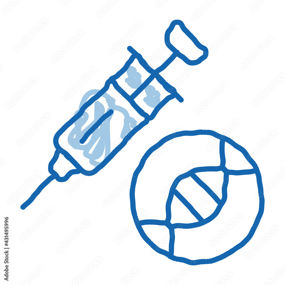 Syringe Injection Vaccine Biomaterial doodle icon hand drawn illustration Syringe Injection Vaccine Biomaterial doodle icon hand drawn illustration