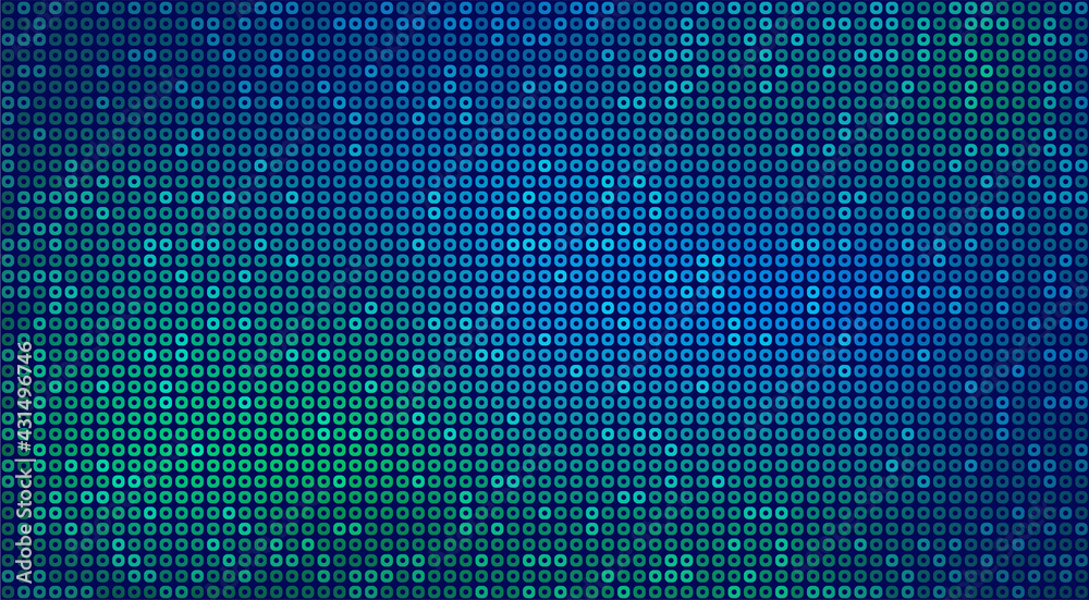 Abstract futuristic neon background with blue and green circles. Vector backdrop for digital technology concept design, wallpaper
