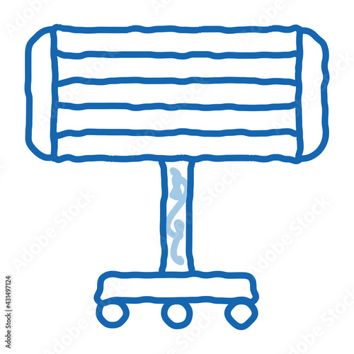 Portable Heating Device On Rollers doodle icon hand drawn illustration
