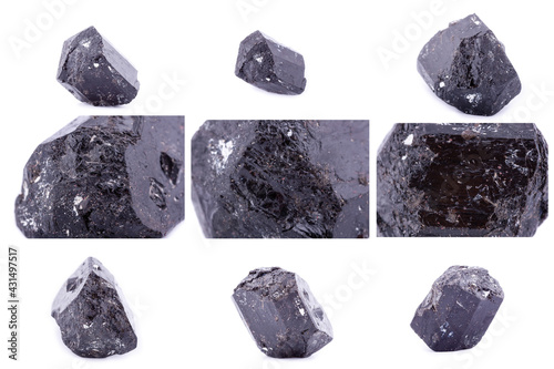 Collection of stone mineral Sherl close up photo