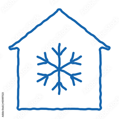 Building And Snowflake Cooling Equipment Vector