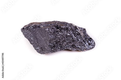 Macro mineral stone sorrel - black tourmaline on white background © Minakryn Ruslan 