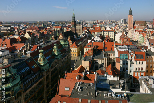 Altststadtblick mit Rathausturm auf Breslau in Schlesien - Polen