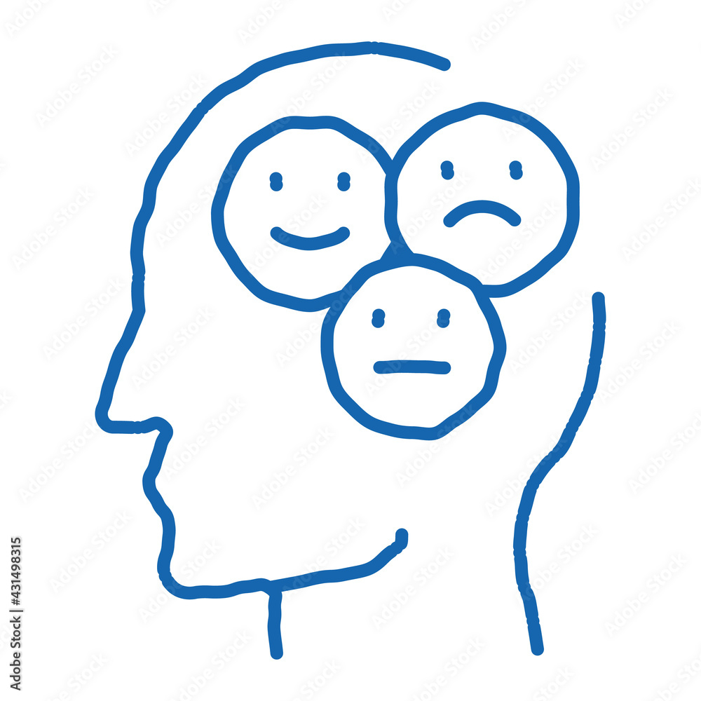 Different Mood Smile In Man Silhouette Mind Vector Different Mood Smile In Man Silhouette Mind Vector