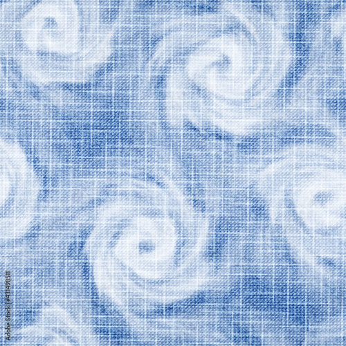 Indigo seamless pattern. Dye tie background. Shibori fabric texture. Repeating modern denim pattern whit faded effect for prints. Blue abstract design. Repeated pattern textile. Vector illustration