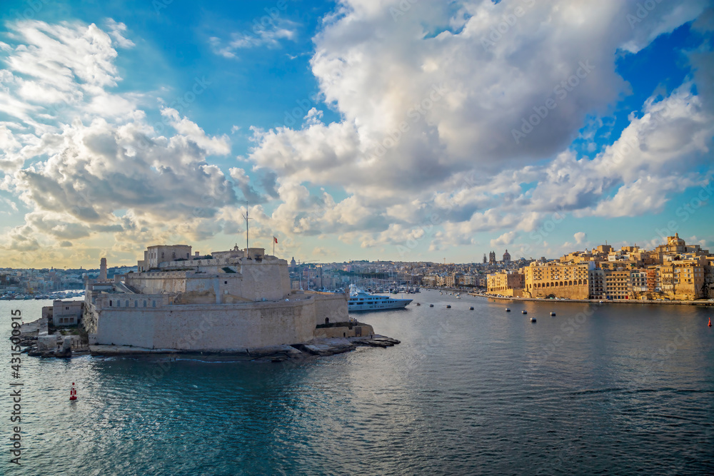 Grand Harbour of Valletta, Malta, with cruise ship