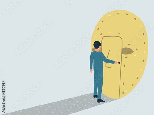 Vector illustration of split personality, dissociative identity disorder. The concept of a sense of personal identity. Masking personality