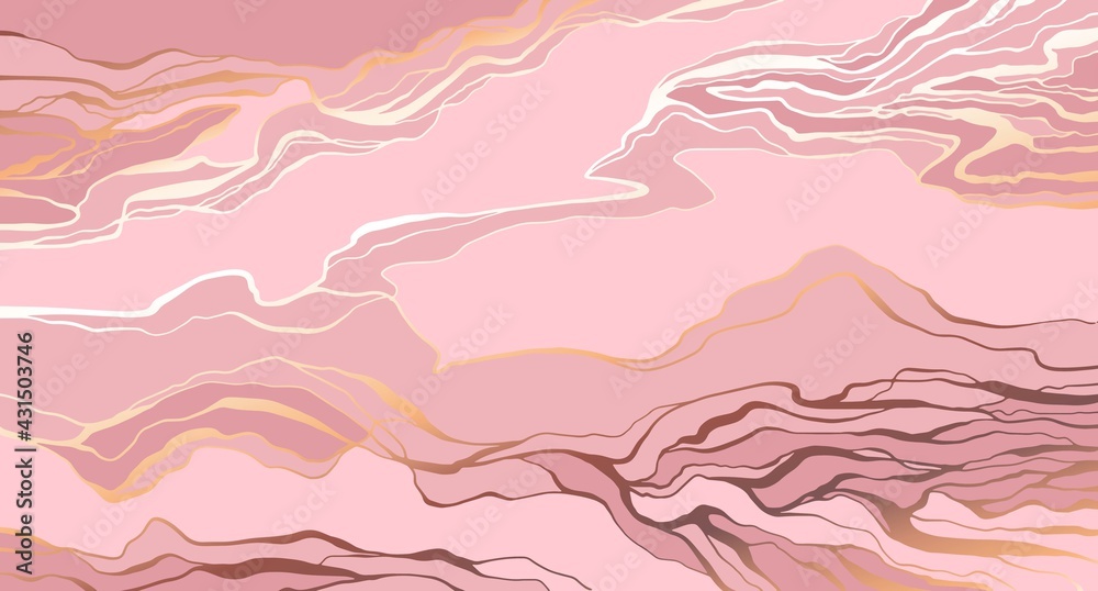 Pink and blush, rosy abstract marble stone design. Crack ground, abstract landscape.