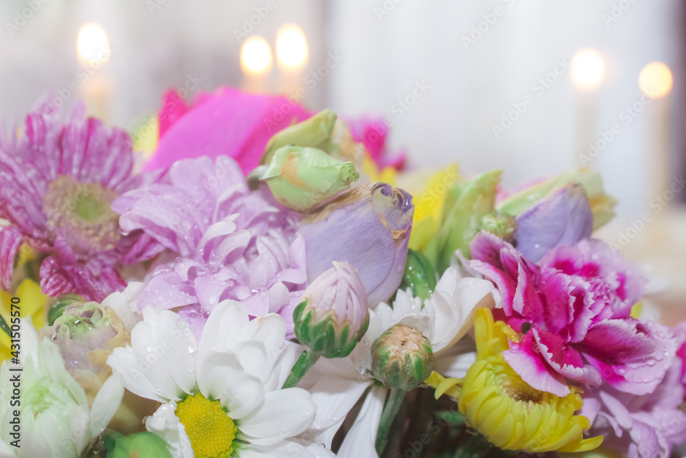 assorted bouquet with candles