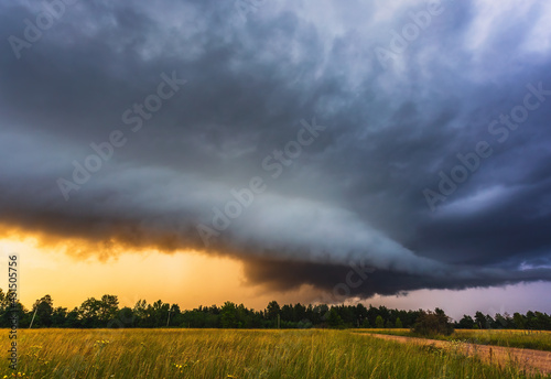 Storm Clouds in sunset light, dramatic storm clouds © lukjonis