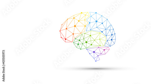 icona, network, cervello, fantasia, colori	
