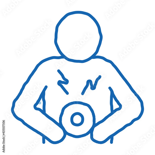 Bellyache doodle icon hand drawn illustration