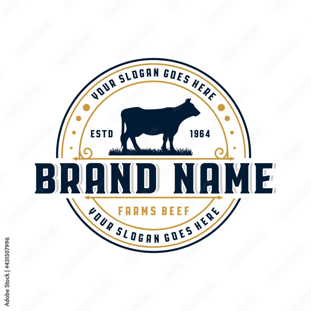 Beef farm vintage logo