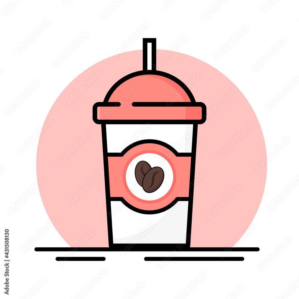 Cup of hot coffee on a white background. Vector icon illustration. Cup of hot coffee on a white background. Vector icon illustration.