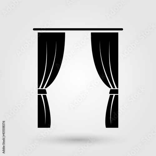Movie theater curtain icon. House window curtain for interior design concept.