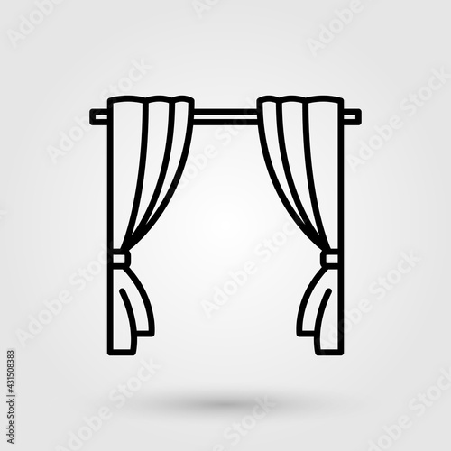 Movie theater curtain icon. House window curtain for interior design concept.