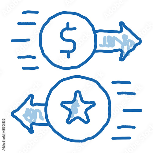 Exchange Bonuses for Money doodle icon hand drawn illustration