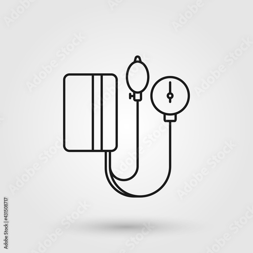 Blood pressure measuring icon in line design style. Medical device symbol for healthcare concept.