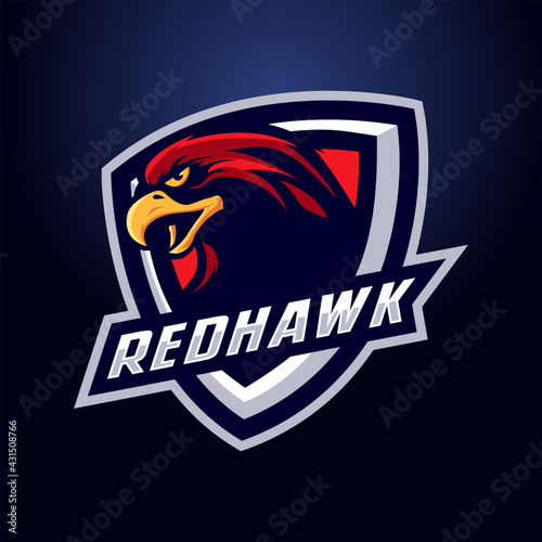 Red hawk mascot logo