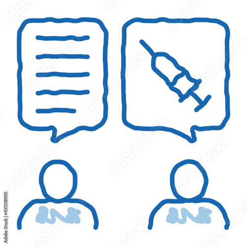 Doctor Injections Consultation doodle icon hand drawn illustration