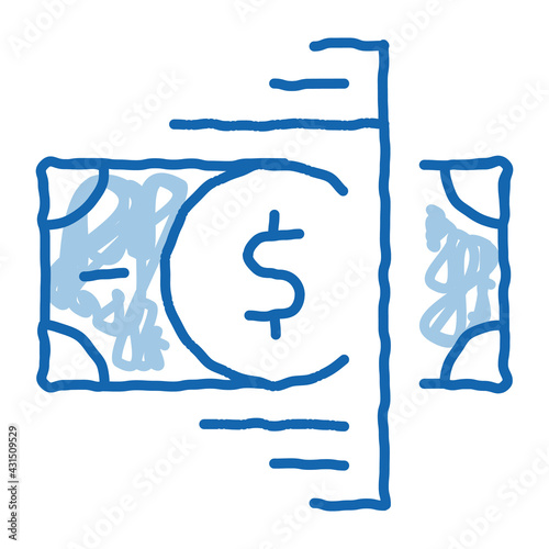 Currency Checking Tape doodle icon hand drawn illustration