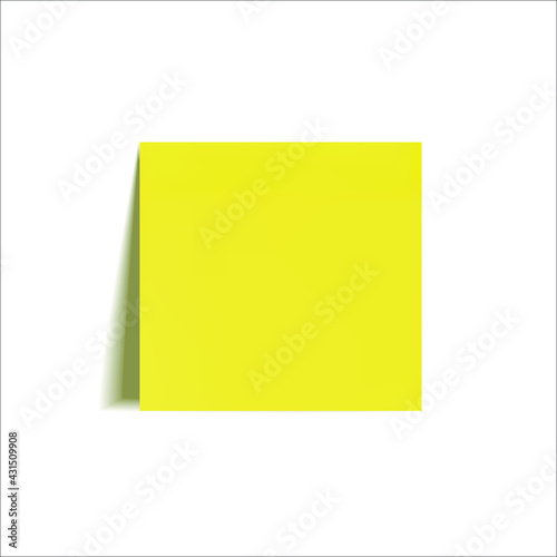 Vector square bright yellow sticker isolated on white background, realistic 3D vector illustration, blank template. 