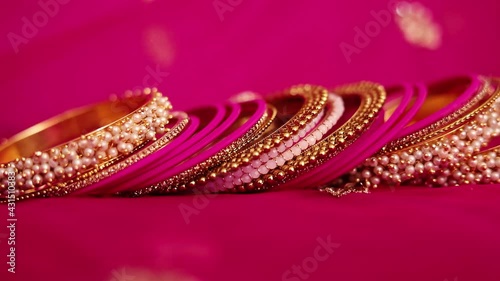 bride getting ready for wedding bracelet (Kangan) beauty parlor concept