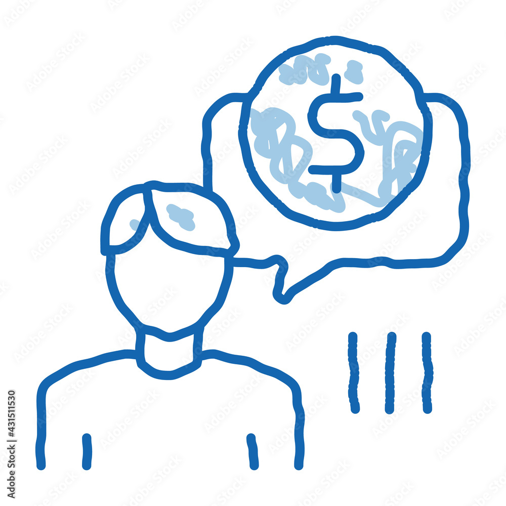 Man Persistently Waiting for Salary doodle icon hand drawn illustration Man Persistently Waiting for Salary doodle icon hand drawn illustration