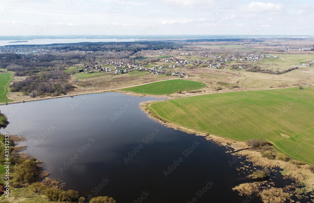 Top view of a forest lake in summer Top view of a forest lake in summer