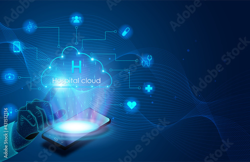 Cloud computing for the hospital networks. New technology innovation healthcare new normal.