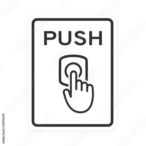 Door bell icon flat style design outline sign vector illustration isolated on white background. Pushing ring doorbell button symbol minimal design.