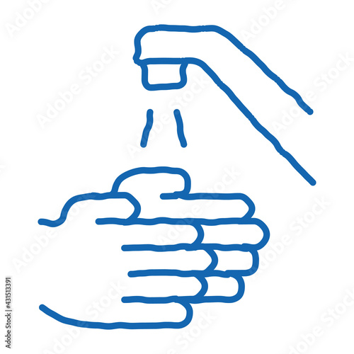 Hands Washing Water Tap doodle icon hand drawn illustration