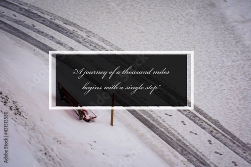 Картината върху платно Inspirational quotes: A journey of a thousand miles begins with a single step
