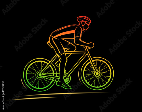 Fototapeta Naklejka Na Ścianę i Meble -  Sport biker outlined silhouette. Cycling man vector illustration