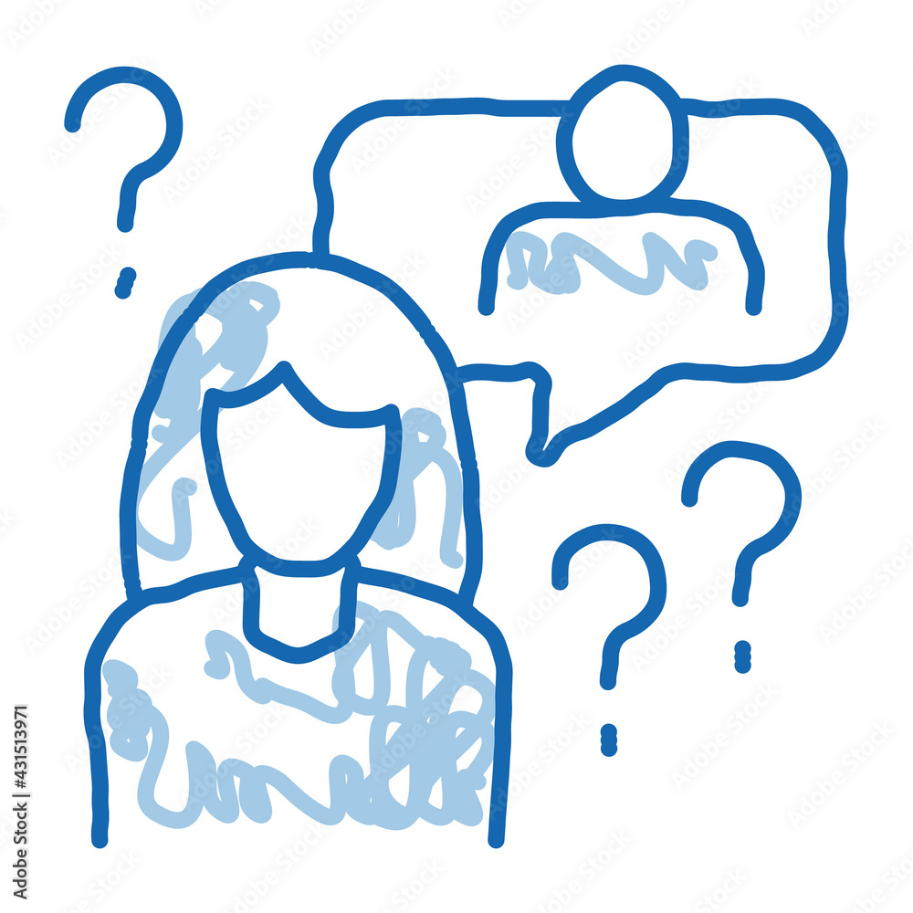 Woman Thinking About Man doodle icon hand drawn illustration Woman Thinking About Man doodle icon hand drawn illustration