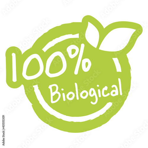 modern green stamp 100% biological
