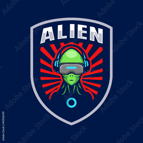 Alien mascot logo esport template design