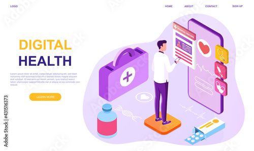 Digital health. Online doctor at work, hero images