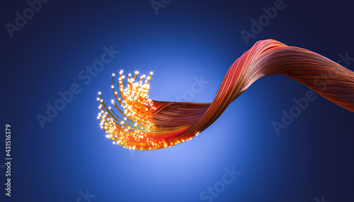 detail of an optical fiber cable for data transmission. photo