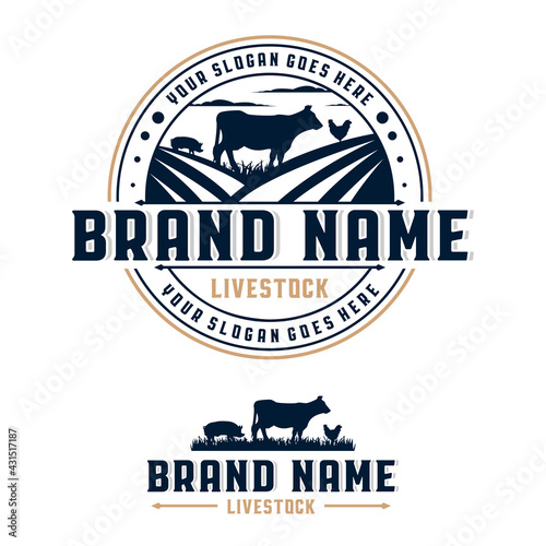 Farm animal livestock circle badge logo template
