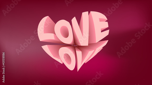 love word in a 3d heart shape vector