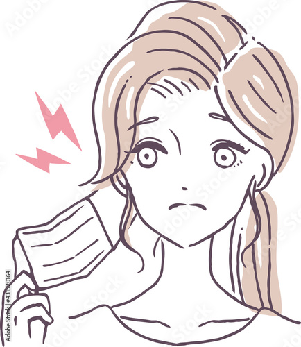 マスクで耳が痛む女性のイラスト素材2