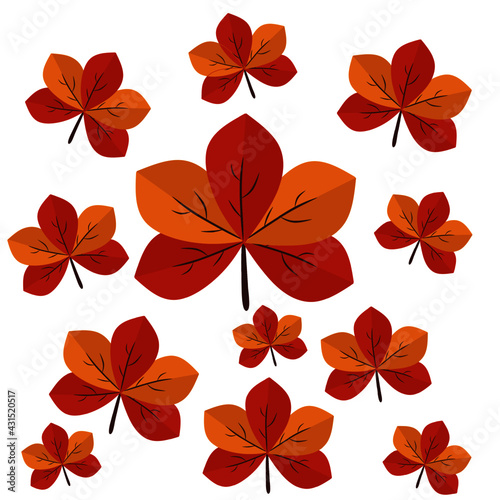 Vector design of tree leaf icon in warm colors